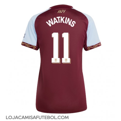 Camisa de Futebol Aston Villa Ollie Watkins #11 Equipamento Principal Mulheres 2025-26 Manga Curta